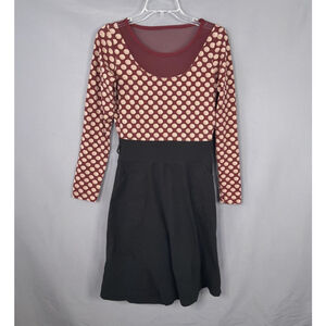 Effie's Heart Dress Womens Medium Black Red Polka Dot Fit & Flare Ruffle Skirt